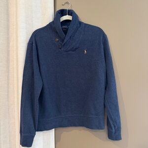 Polo Ralph Lauren Blue Men's Shawl Collar Sweater, Estate Rib, Size Medium